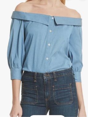 VERONICA BEARD Women's
Britta Off-the-Shoulder
Chambray Top  size 6